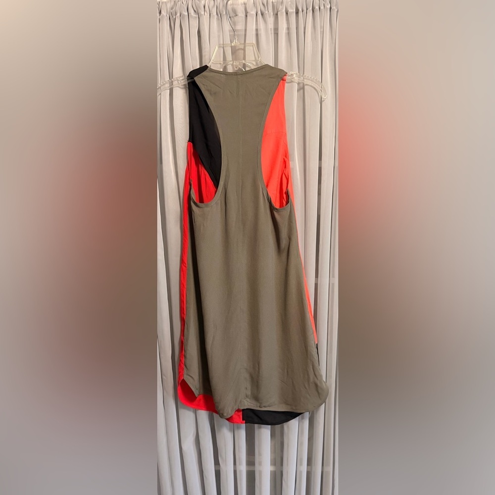 Alexander Wang Coral and Black Colorblock Mini Dress 100% Silk Size 8 - Picture 3 of 7